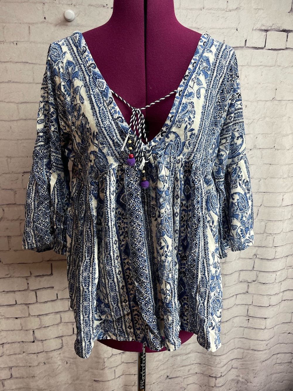 Altar’d state size medium blue and white blouse